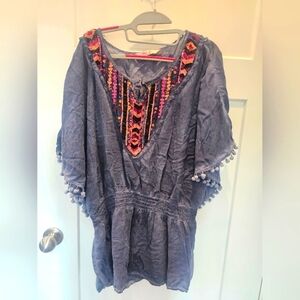 Hunkemöller Embroidered Sequin Boho Tunic Cover-Up Medium